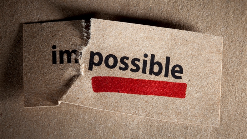 Word impossible transformed into possible. Motivation philosophy concept