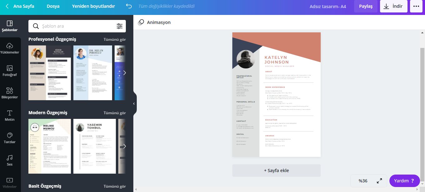 canva özgeçmiş hazırlama