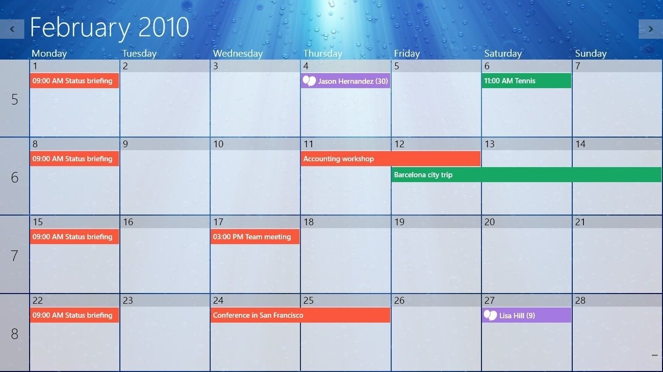 one calendar