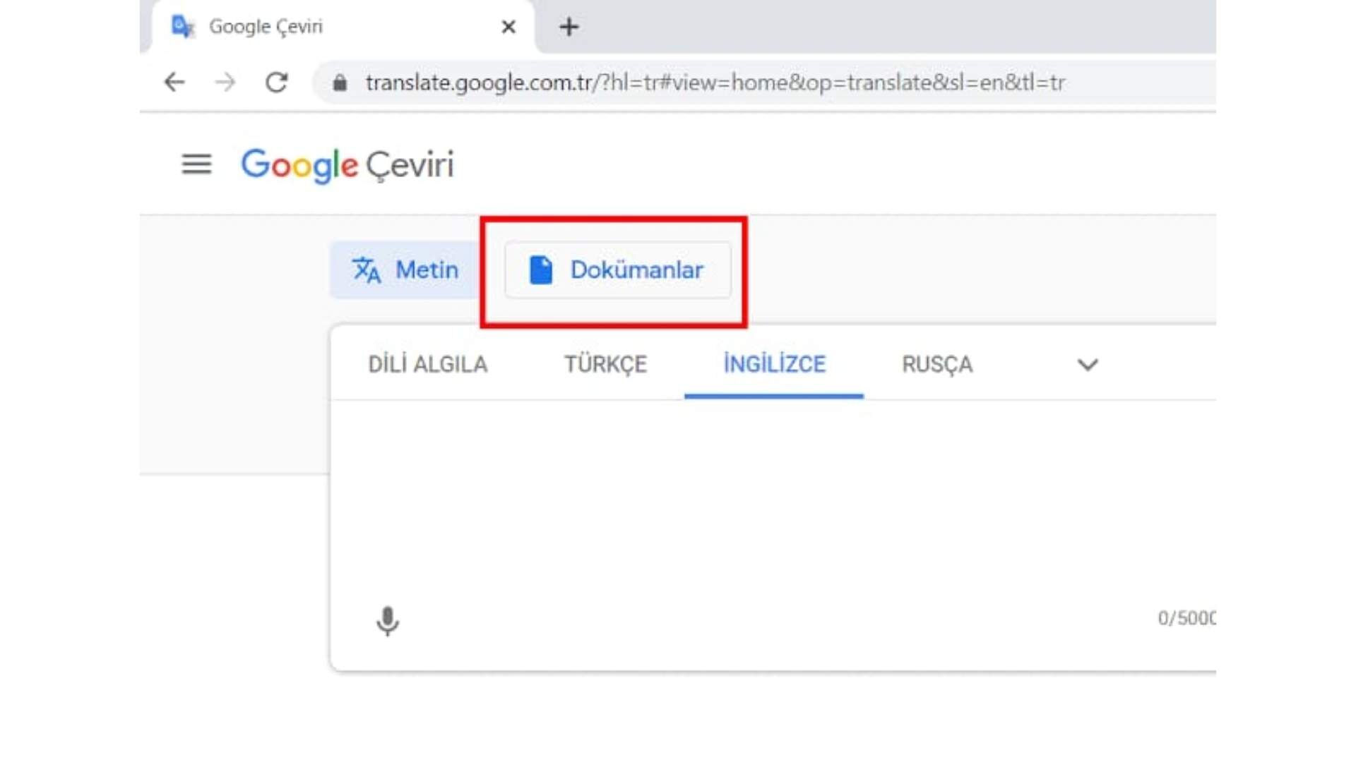 Bir PDF dosyasını olduğu gibi Google Translate'a yükleyerek anında tamamını çevirebilirsiniz.