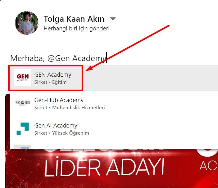 GEN Academy Etiketleme Linkedın